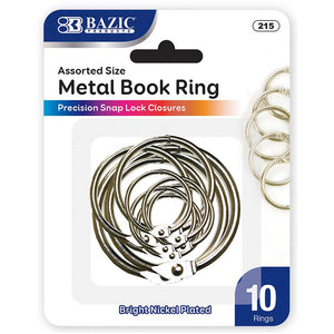 Assorted Size Metal Book Rings 10 pk