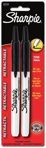 Retractable Sharpie Black 2pk