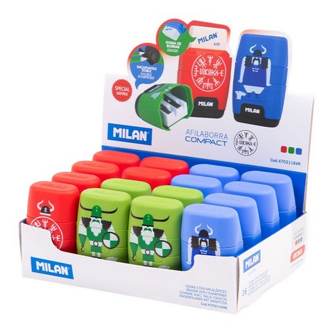 Milan 2 Hole Sharpener + Eraser
