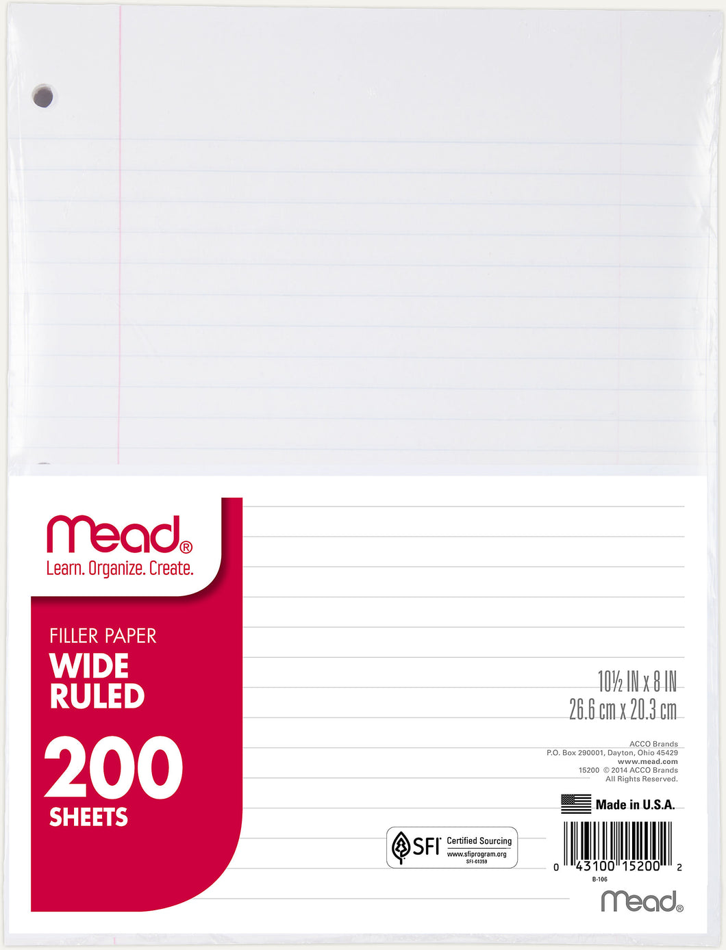 Mead Filler Paper Wide Ruled 200 sheets