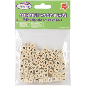 Wood Alphabet Beads 8mm 70/Pkg