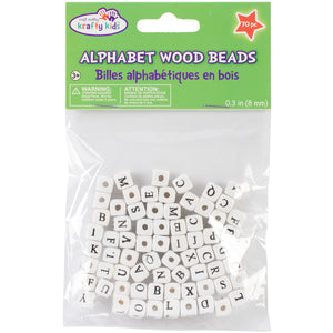 Wood Alphabet Beads 8mm 70/Pkg