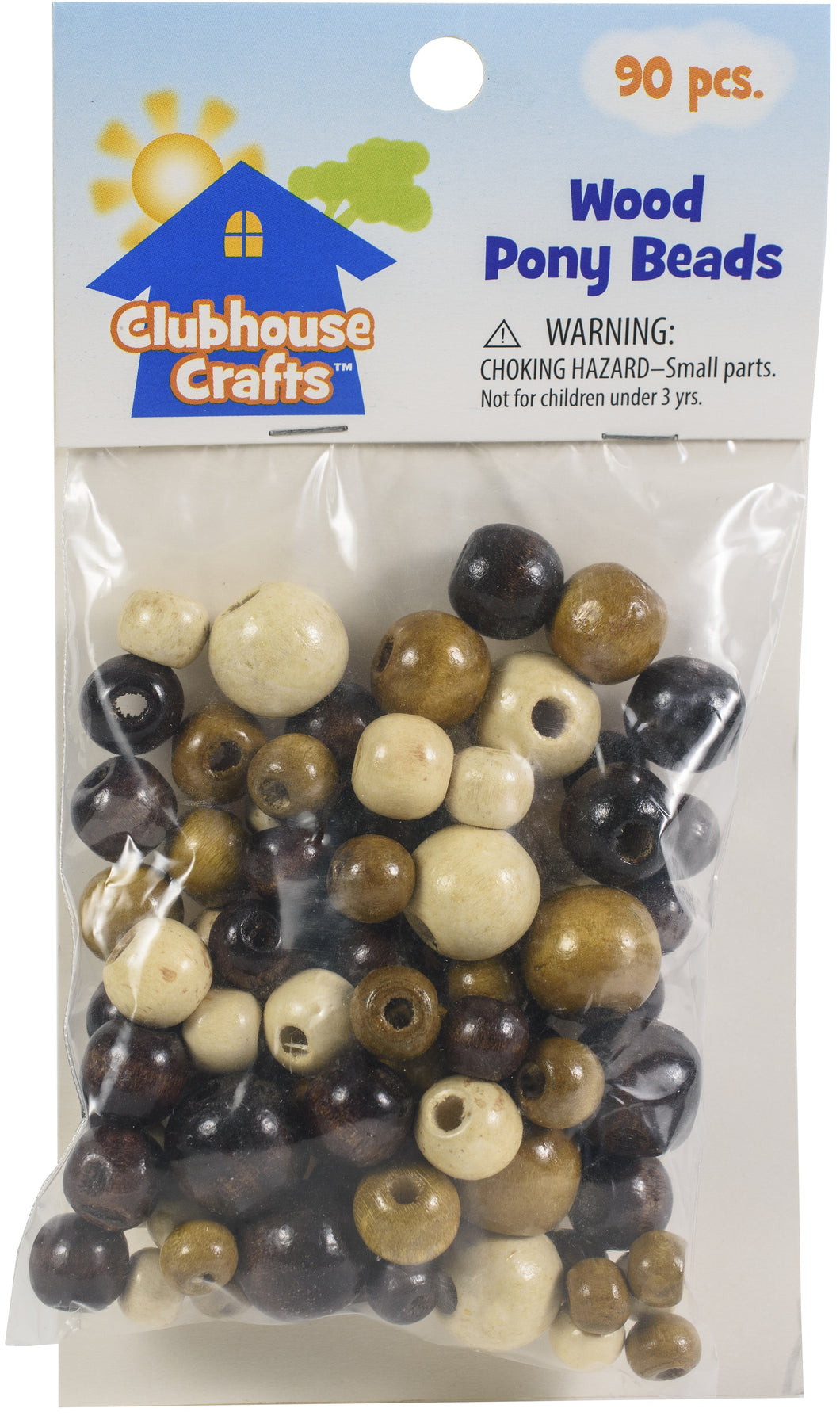 Clubhouse Crafts Wood Pony Beads 90pk