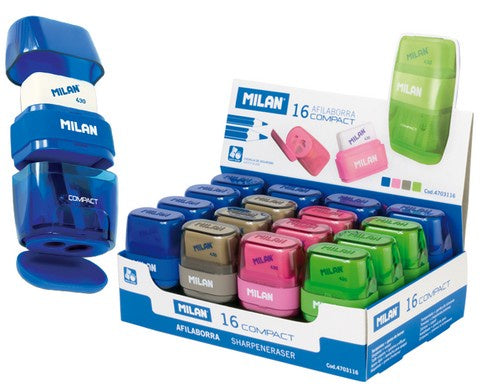 Milan 2 Hole Sharpener + Eraser