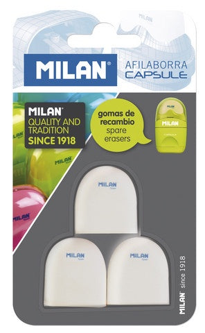 Milan Capsule spare erasers 3pk